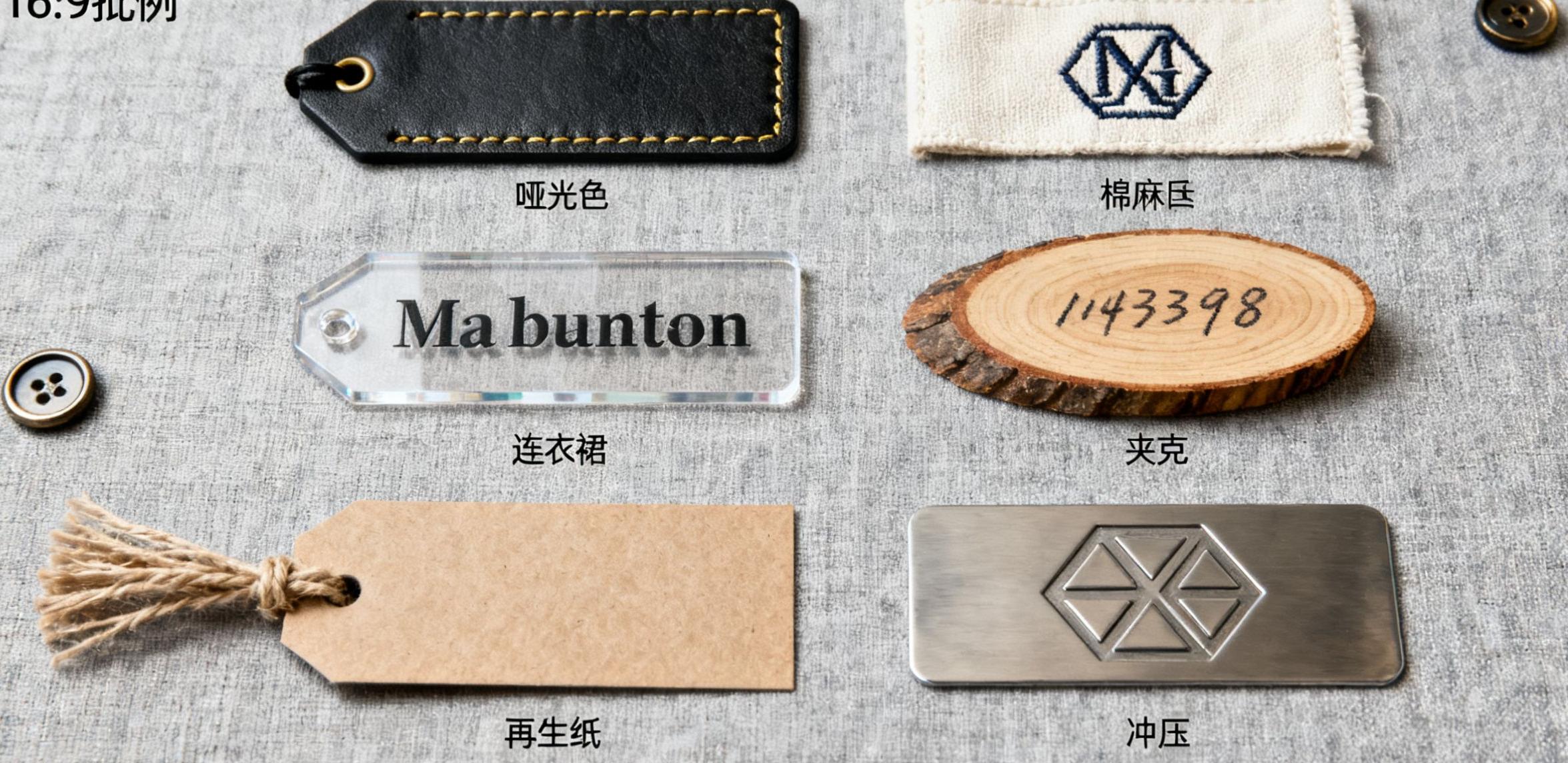 Stylish custom clothing tags showcase brand identity.